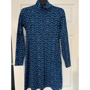 Title Nine XS Blue Pattern Long Sleeve Half Zip Dress Activewear, Travel,Workout